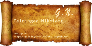 Geiringer Nikolett névjegykártya